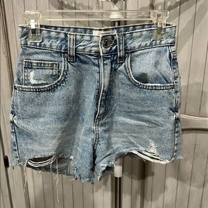 Cotton On Blue Jean Shorts High-Waisted Distressed